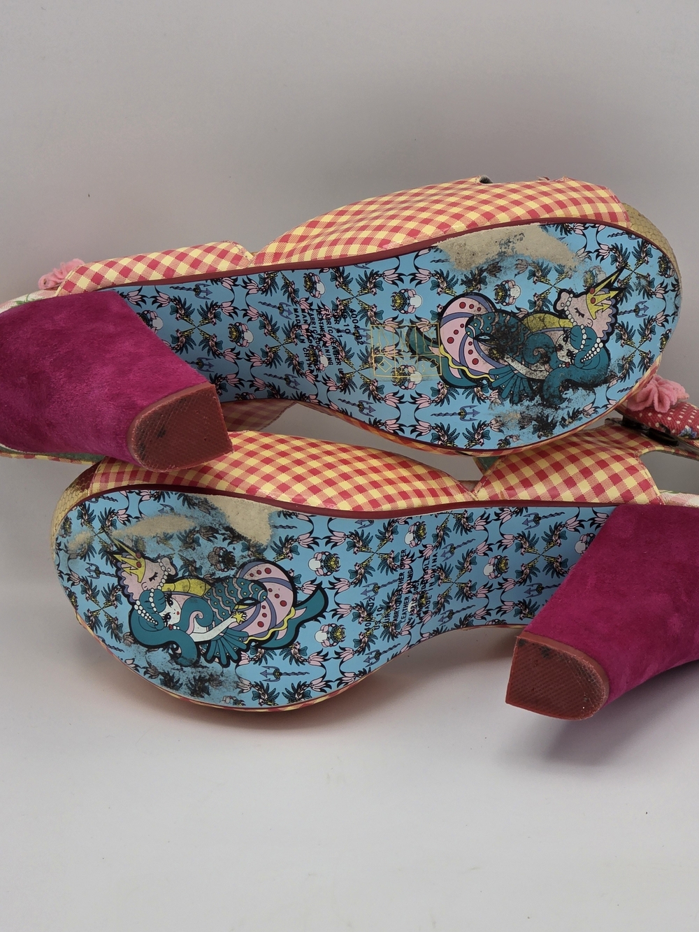 Irregular Choice Pink Gingham Bow Peep-Toe Heels - Picture 7 of 10